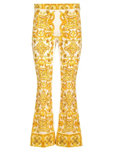 DOLCE & GABBANA MAJOLICA PRINTED FLARED PANTS