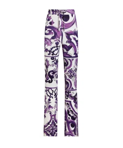 Dolce & Gabbana Dolce  Gabbana Majolica Printed Flared Trousers