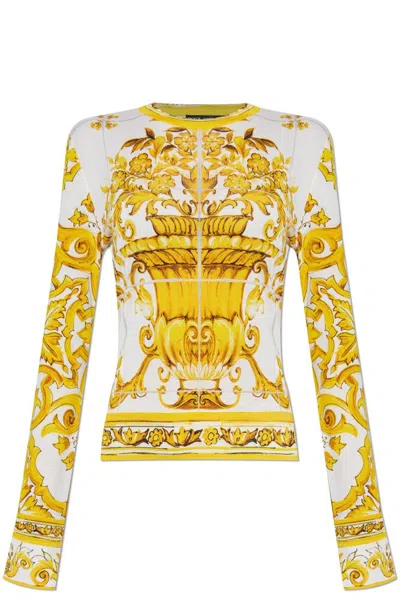 Dolce & Gabbana Dolce&gabbana Majolica Print Silk Sweater In Multi