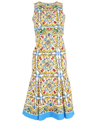 Pre-owned Dolce & Gabbana Majolica Printed Midi Backless Dress (authentic Pre-loved)