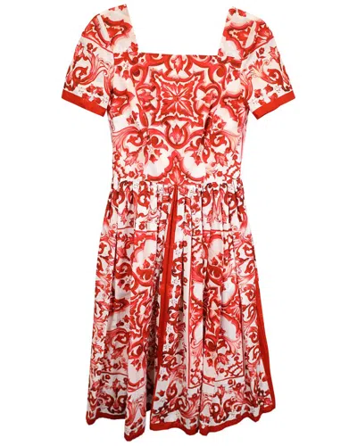 Pre-owned Dolce & Gabbana Majolica Printed Pleated Midi Dress (authentic Pre-loved)
