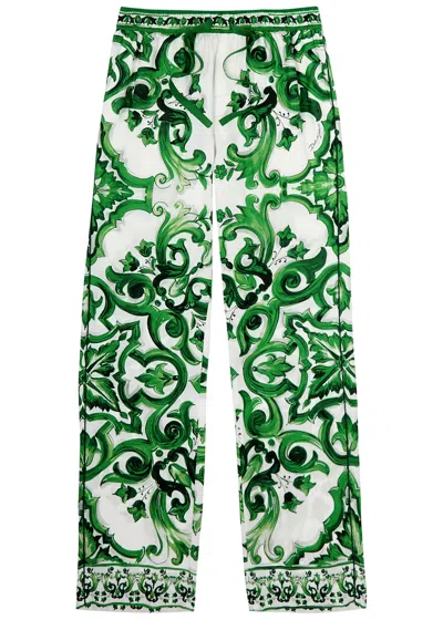 DOLCE & GABBANA DOLCE & GABBANA MAJOLICA PRINTED SILK TROUSERS