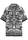 Dolce & Gabbana Maiolica Print Silk Twill S/s Shirt In Black