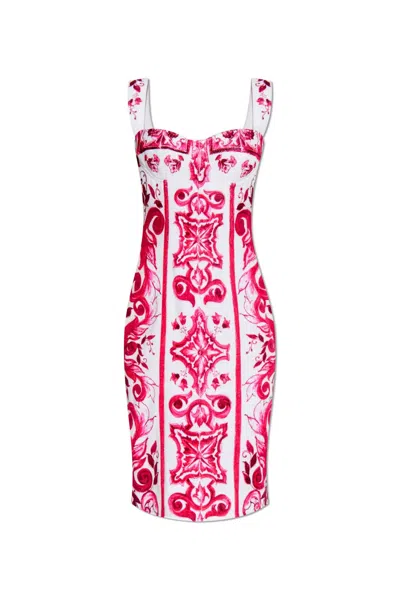 Dolce & Gabbana Majolica Printed Sleeveless Dress In Pink