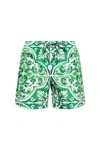 Dolce & Gabbana Straight-leg Mid-length Printed Swim Shorts In Verde