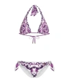 Dolce & Gabbana Women Majolica Print Padded Triangle Bikini Swimsuit In Purple