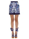 Dolce & Gabbana Majolica-print Silk Shorts In Tn Blu