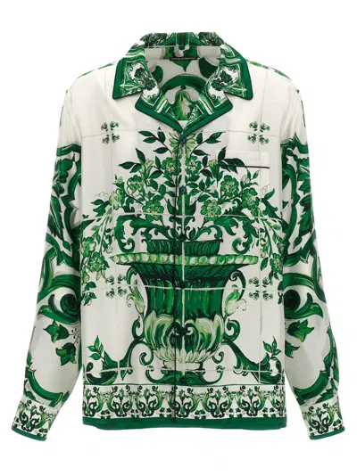 Dolce & Gabbana Majolica-print Silk-twill Shirt In Multicolor