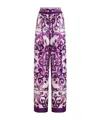 Dolce & Gabbana Majolica Print High Rise Wide Leg Pants In Purple
