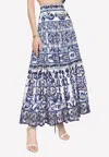 Dolce & Gabbana Maiolica Tiered Printed Cotton-poplin Maxi Skirt In Blue