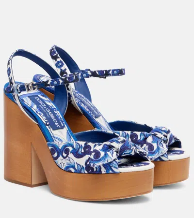 Dolce & Gabbana Dolce  Gabbana Majolica Printed Sandals In Blue