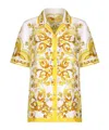 Dolce & Gabbana Majolica Print Silk Shirt In Nude