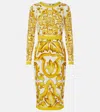 Dolce & Gabbana Majolica Silk-blend Charmeuse Midi Dress In Yellow