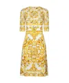 Dolce & Gabbana Maiolica Printed Silk-blend Charmeuse Mini Dress In Yellow