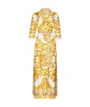 Dolce & Gabbana Majolica Silk Twill Maxi Dress In Yellow