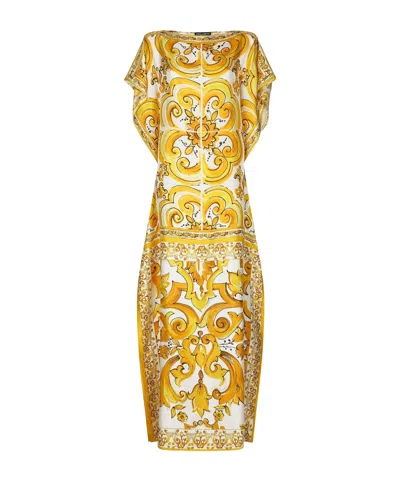 DOLCE & GABBANA DOLCE  GABBANA MAJOLICA PRINTED TWILL CAFTAN