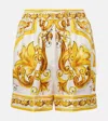 Dolce & Gabbana Majolica Print Silk Pajama Shorts In Multicoloured