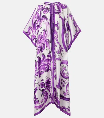 DOLCE & GABBANA MAJOLICA SILK TWILL BEACH DRESS