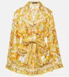 Dolce & Gabbana Silk Majolica Print Pyjama Shirt In Yellow