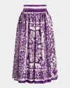 Dolce & Gabbana Women Silk Skirt With Maiolica Print In Purple