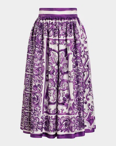 DOLCE & GABBANA MAJOLICA SILK TWILL SKIRT