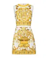 Dolce & Gabbana Majolica Cotton-blend Brocade Minidress In Multicolor