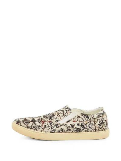 Pre-owned Dolce & Gabbana Majolica Slip-on Sneakers In Neutrals