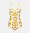 Dolce & Gabbana Majolica-print Underwire One-piece Swimsuit In Multicoloured