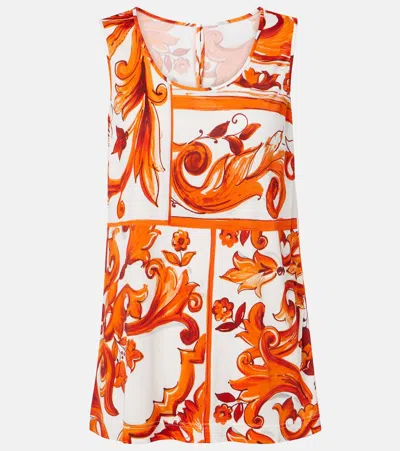 Dolce & Gabbana Majolica Tank Top In Orange