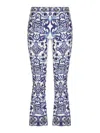 Dolce & Gabbana Majolica-print Cropped Trousers In Blue