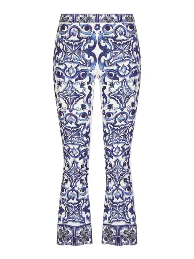 Dolce & Gabbana Majolica-print Cropped Trousers In Multi