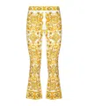 Dolce & Gabbana Majolica Trumpet-leg Silk Pants In Yellow