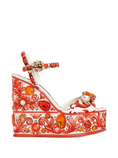 Dolce & Gabbana Majolica-print Brocade Sandals In Multi