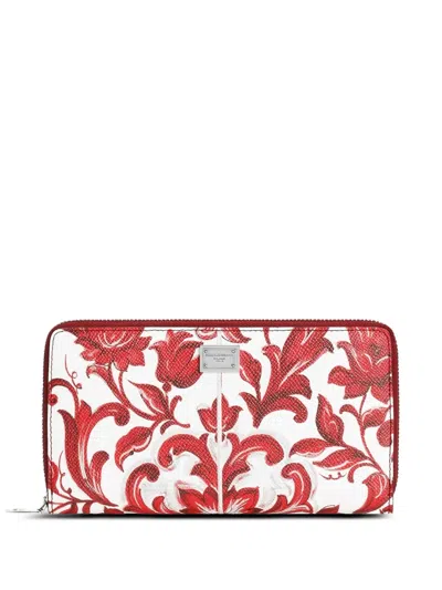 Dolce & Gabbana Majolica-print Calfskin Wallet In Multi