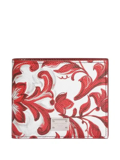 Dolce & Gabbana Majolica-print Calfskin Wallet In Multi