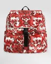 Dolce & Gabbana Majolica-print Canvas Backpack In Blue