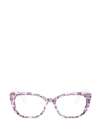 Dolce & Gabbana Kids' Majolica-print Cat-eye Glasses In Purple