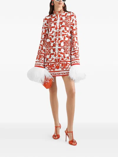 Dolce & Gabbana Majolica-print Crew-neck Dress In Multi