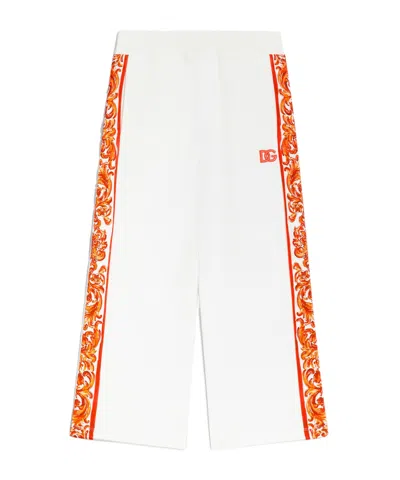 Dolce & Gabbana Majolica-print Fleece Trousers In White