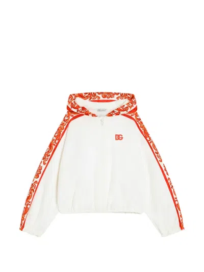 Dolce & Gabbana Kids' Hoodie Mit Majolica-print In White