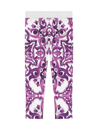 Dolce & Gabbana Majolica-print Interlock Leggings In Multi