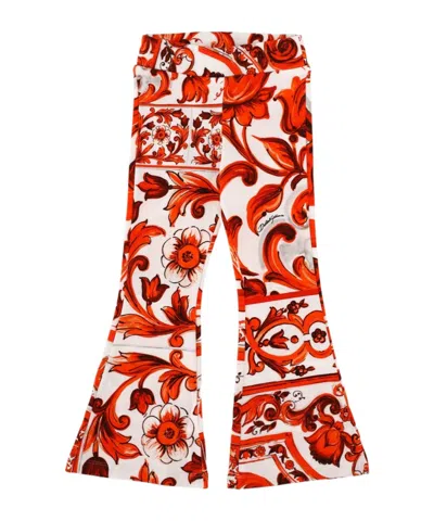 Dolce & Gabbana Majolica-print Interlock Leggings In Red