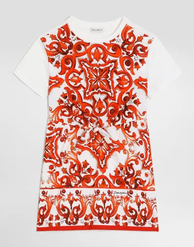 Dolce & Gabbana Kids' Majolica-print Jersey Dress In Multi