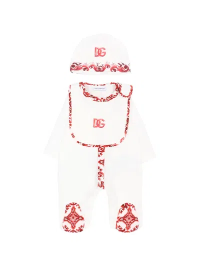 Dolce & Gabbana Babies' Majolica-print Jersey Gift Set In White