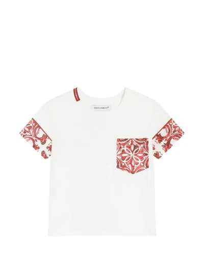 Dolce & Gabbana Babies' Majolica-print Jersey T-shirt In White