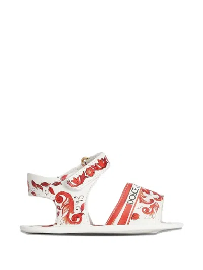 Dolce & Gabbana Babies' Majolica-print Lambskin Sandals In Multi
