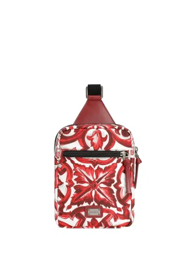 Dolce & Gabbana Kids' Majolica-print Nylon Waist Bag In Black