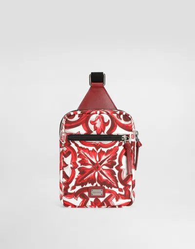 Dolce & Gabbana Kids' Majolica-print Nylon Waist Bag In Multi