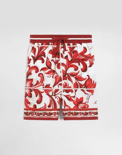 Dolce & Gabbana Kids' Majolica-print Poplin Bermuda Shorts In Multi