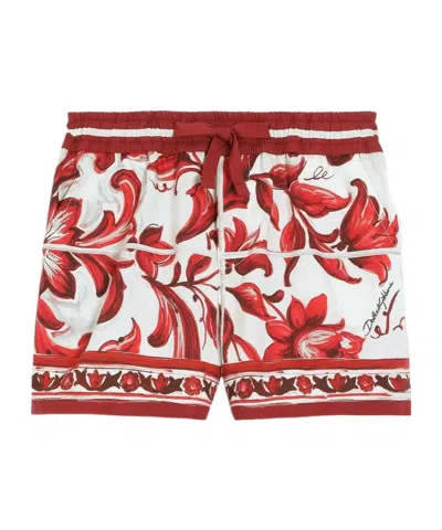 Dolce & Gabbana Kids' Majolica-print Poplin Bermuda Shorts In Multi
